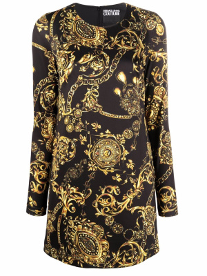 

Baroque longsleeved mini dress, Versace Jeans Couture Baroque longsleeved mini dress