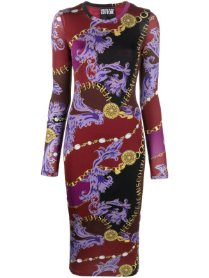 

Baroque-print midi dress, Versace Jeans Couture Baroque-print midi dress