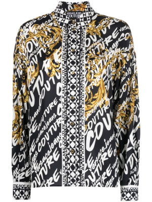 

Brushed logo-print long-sleeve shirt, Versace Jeans Couture Brushed logo-print long-sleeve shirt