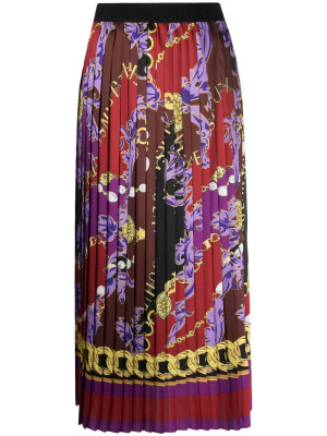

Chain-print plissé midi skirt, Versace Jeans Couture Chain-print plissé midi skirt