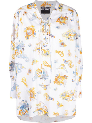 

Barocco-print lace-up shirt, Versace Jeans Couture Barocco-print lace-up shirt