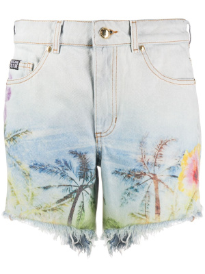 

Palm-print denim shorts, Versace Jeans Couture Palm-print denim shorts