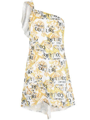 

Logo-print one-shoulder dress, Versace Jeans Couture Logo-print one-shoulder dress