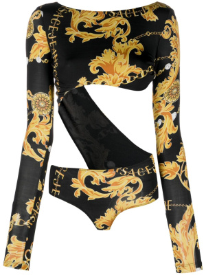 

Chain Couture-print cut-out bodysuit, Versace Jeans Couture Chain Couture-print cut-out bodysuit