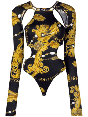 

Couture Chain-print cut-out bodysuit, Versace Jeans Couture Couture Chain-print cut-out bodysuit