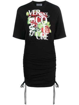 

Roses logo-print T-shirt dress, Versace Jeans Couture Roses logo-print T-shirt dress