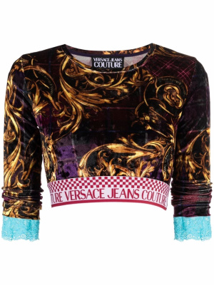 

Baroque-print crop top, Versace Jeans Couture Baroque-print crop top