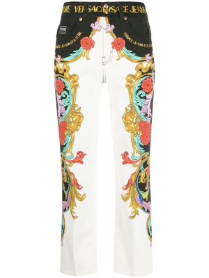 

Logo-waistband detail trousers, Versace Jeans Couture Logo-waistband detail trousers