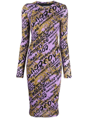 

Barocco logo-print midi dress, Versace Jeans Couture Barocco logo-print midi dress