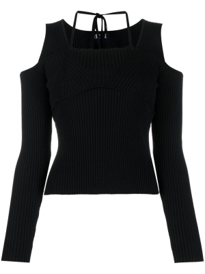 

Open-shoulder ribbed jumper, Versace Jeans Couture Open-shoulder ribbed jumper