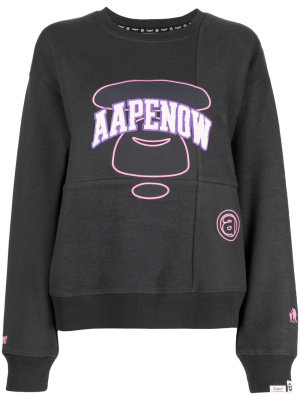 

Embroidered-logo panelled sweatshirt, AAPE BY *A BATHING APE® Embroidered-logo panelled sweatshirt