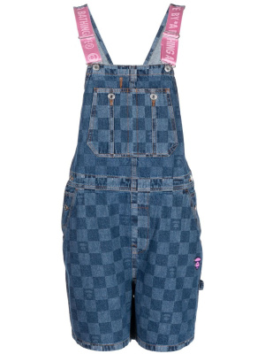 

Checkerboard denim dungarees, AAPE BY *A BATHING APE® Checkerboard denim dungarees