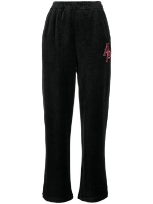 

Logo embroidered velvet track pants, AAPE BY *A BATHING APE® Logo embroidered velvet track pants