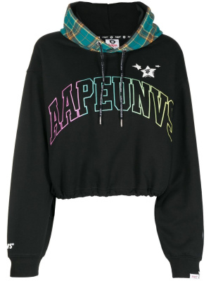 

Logo-print tartan hoodie, AAPE BY *A BATHING APE® Logo-print tartan hoodie