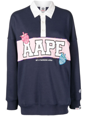 

Logo-print polo sweatshirt, AAPE BY *A BATHING APE® Logo-print polo sweatshirt