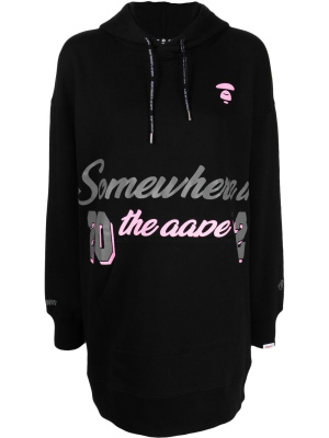 

Logo-print pullover hoodie dress, AAPE BY *A BATHING APE® Logo-print pullover hoodie dress