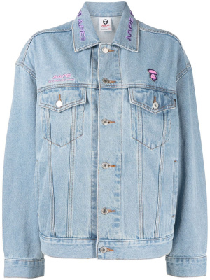 

Brooch-detail denim jacket, AAPE BY *A BATHING APE® Brooch-detail denim jacket