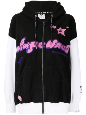 

Logo-embroidered zipped hoodie, AAPE BY *A BATHING APE® Logo-embroidered zipped hoodie