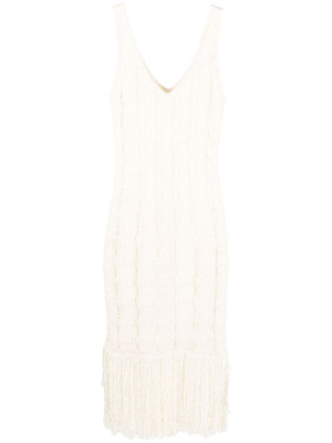 

Fringed knitted midi dress, REMAIN Fringed knitted midi dress