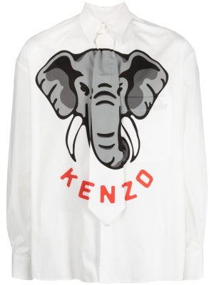 

Elephant-print tie-detail shirt, Kenzo Elephant-print tie-detail shirt