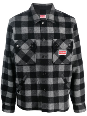 

Checked logo-patch overshirt, Kenzo Checked logo-patch overshirt