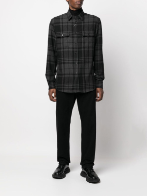 

Glen-check wool-cashmere shirt, Ralph Lauren Purple Label Glen-check wool-cashmere shirt