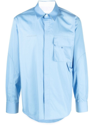 

Logo-embroidered patch-pocket shirt, Helmut Lang Logo-embroidered patch-pocket shirt