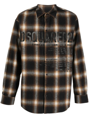

Logo-print checked cotton shirt, Dsquared2 Logo-print checked cotton shirt