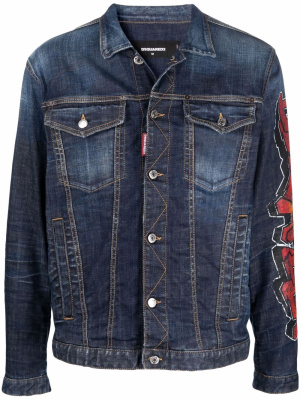 

Graffiti logo-print denim jacket, Dsquared2 Graffiti logo-print denim jacket