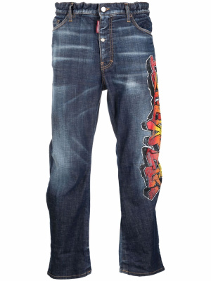 

Graffiti-print loose-fit jeans, Dsquared2 Graffiti-print loose-fit jeans