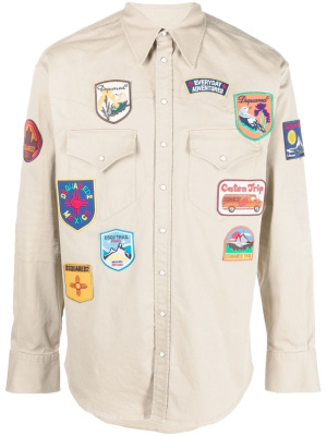 

Logo-patches cotton shirt, Dsquared2 Logo-patches cotton shirt