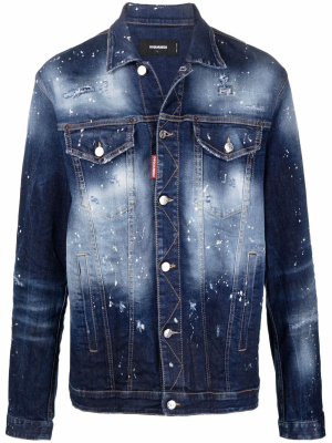 

Paint-splatter distressed denim jacket, Dsquared2 Paint-splatter distressed denim jacket