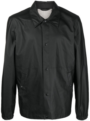 

Logo-print button-up shirt jacket, Helmut Lang Logo-print button-up shirt jacket