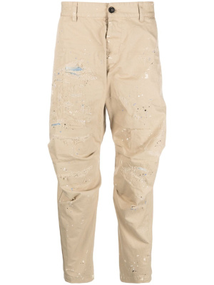 

Distressed-effect cotton cropped trousers, Dsquared2 Distressed-effect cotton cropped trousers