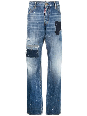 

Distressed-effect patchwork jeans, Dsquared2 Distressed-effect patchwork jeans