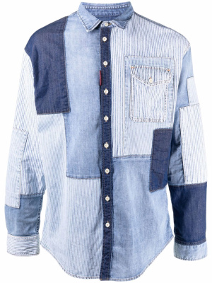 

Denim patch panel shirt, Dsquared2 Denim patch panel shirt