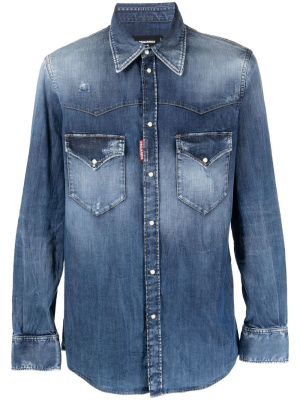 

Distressed denim shirt, Dsquared2 Distressed denim shirt