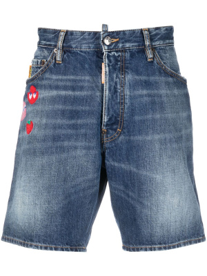 

Embroidered design denim shorts, Dsquared2 Embroidered design denim shorts