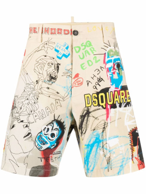 

Scribble logo-print chino shorts, Dsquared2 Scribble logo-print chino shorts