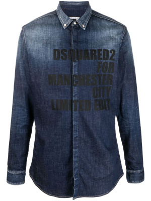 

Ombré logo-print denim shirt, Dsquared2 Ombré logo-print denim shirt