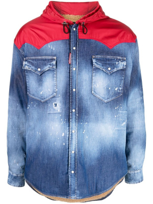 

Hooded hybrid denim jacket, Dsquared2 Hooded hybrid denim jacket