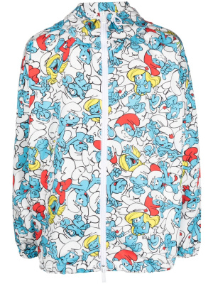 

Smurf-print hooded jacket, Dsquared2 Smurf-print hooded jacket