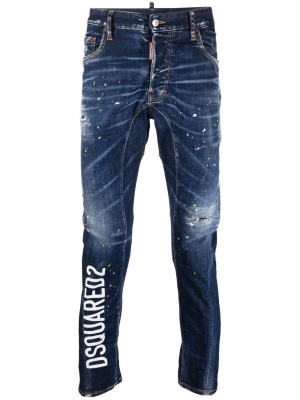 

Logo-print ripped tapered jeans, Dsquared2 Logo-print ripped tapered jeans