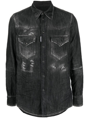 

Distressed-finish denim shirt, Dsquared2 Distressed-finish denim shirt
