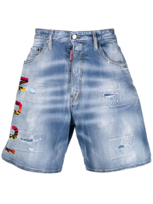 

Logo-print denim shorts, Dsquared2 Logo-print denim shorts