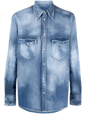

Faded distressed denim shirt, Dsquared2 Faded distressed denim shirt