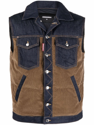 

Panelled denim corduroy gilet jacket, Dsquared2 Panelled denim corduroy gilet jacket