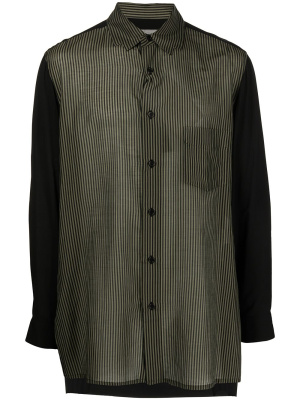 

Stripe-panelled oversized shirt, Yohji Yamamoto Stripe-panelled oversized shirt