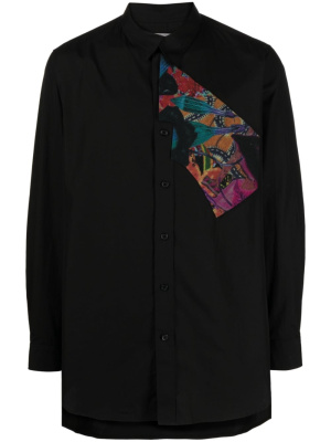 

Patch-detail cotton shirt, Yohji Yamamoto Patch-detail cotton shirt