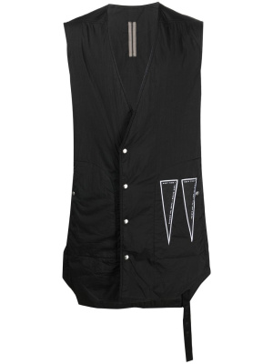 

Logo-print sleeveless coat, Rick Owens DRKSHDW Logo-print sleeveless coat